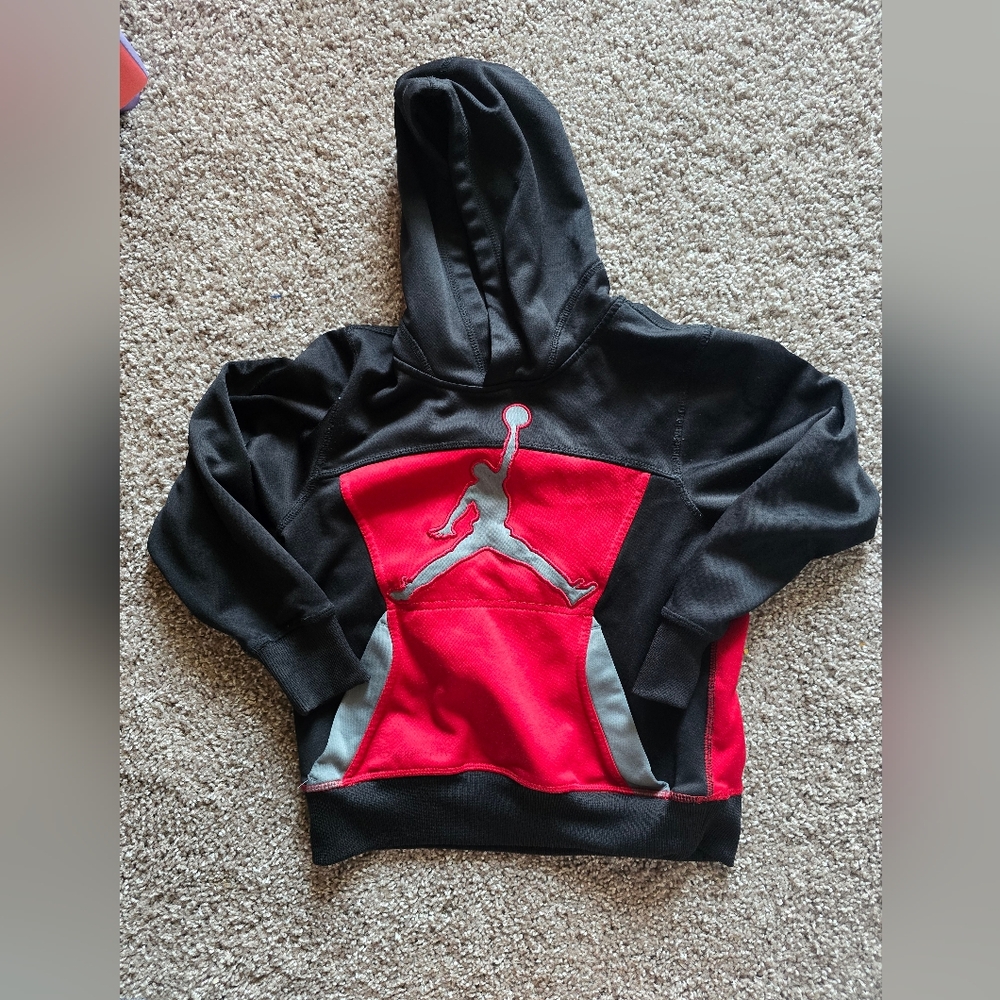 Nike Jordan Kids S (8-10 Yrs) Red Black Therma-Fit Hoodie